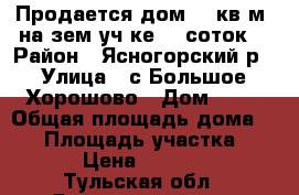 Продается дом 47 кв.м  на зем.уч-ке 16 соток. › Район ­ Ясногорский р › Улица ­ с.Большое Хорошово › Дом ­ 68 › Общая площадь дома ­ 47 › Площадь участка ­ 1 600 › Цена ­ 1 500 000 - Тульская обл., Ясногорский р-н, Большое Хорошево с. Недвижимость » Дома, коттеджи, дачи продажа   